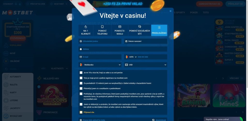 Mostbet registrace