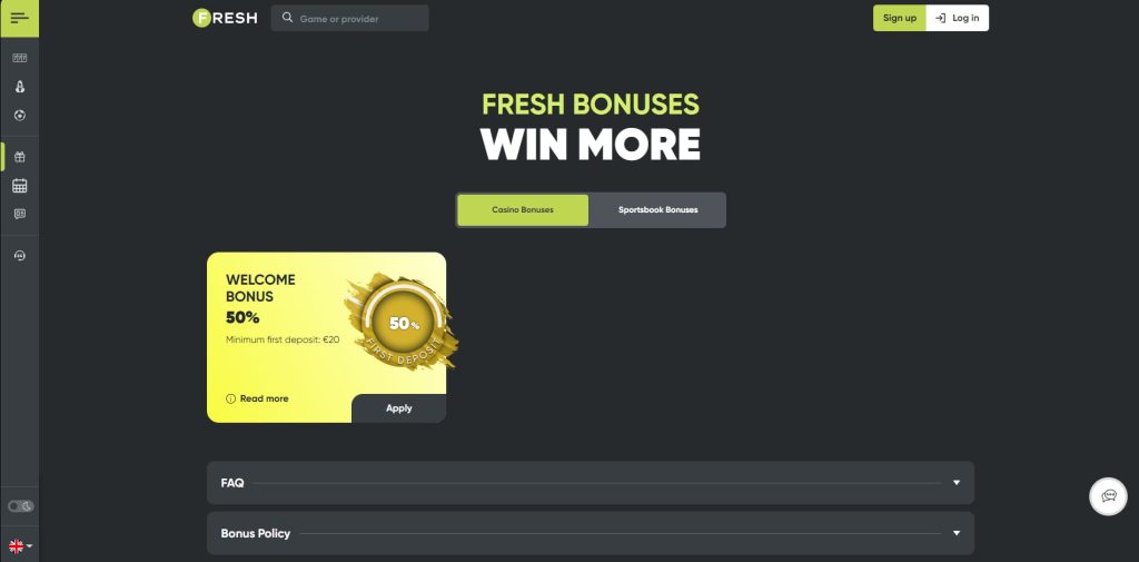 Fresh casino bonusy