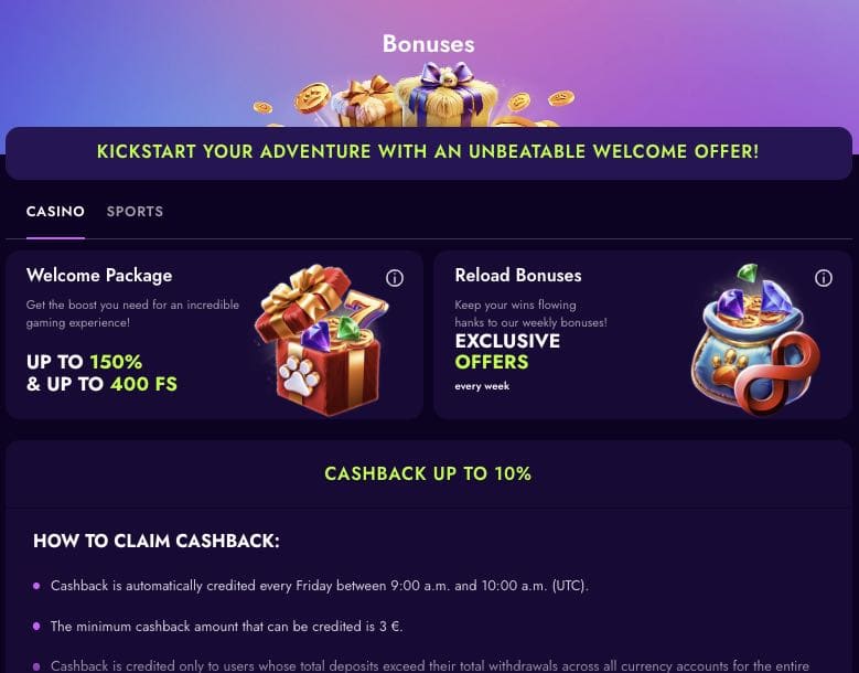 Irwin casino bonusy